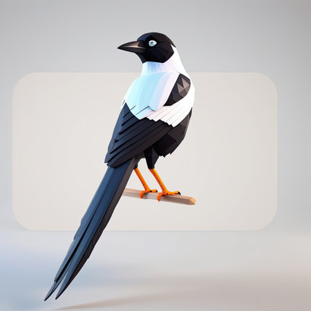 cute 3D cartoon character of magpieの素材