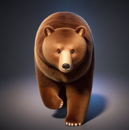 cute 3d cartoon brown bear walkingの素材