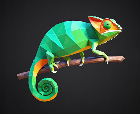 cute 3d cartoon chameleonの素材
