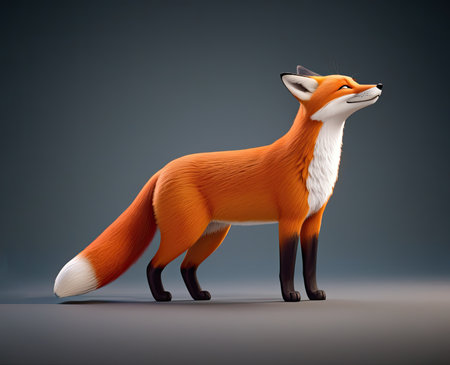 cute 3d cartoon red foxの素材