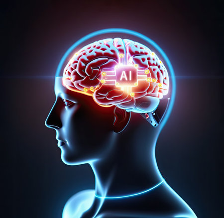 robot with AI brain, AI conceptの素材