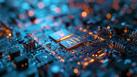 AI circuit Chip on Motherboardの素材