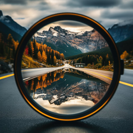 Road Reflection in Lensの素材