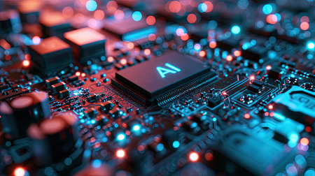 AI circuit Chip on Motherboardの素材