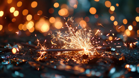 golden shining background with sparklerの素材