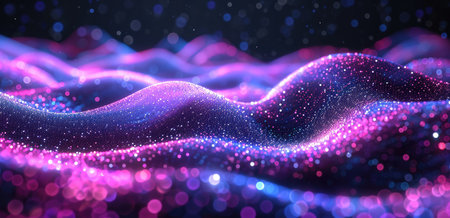shiny wave background in purple, pink and blue lightsの素材