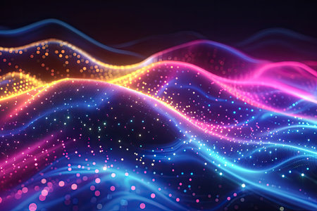 multicolor glow waves, futuristic polka dot wallpaperの素材