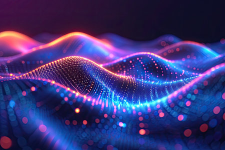 multicolor glow waves, dotted, 3d space, blue lights streamlined designの素材