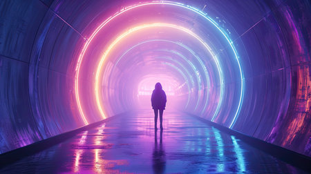 businessman in the data tunnelの素材