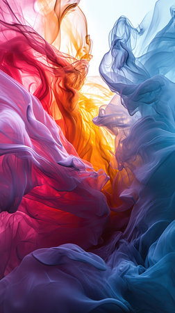 an abstract smooth silky color background with blue, purple, and yellowの素材
