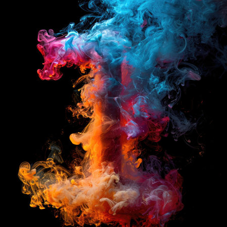 number 1 with dreamy colorful smoke growing outの素材