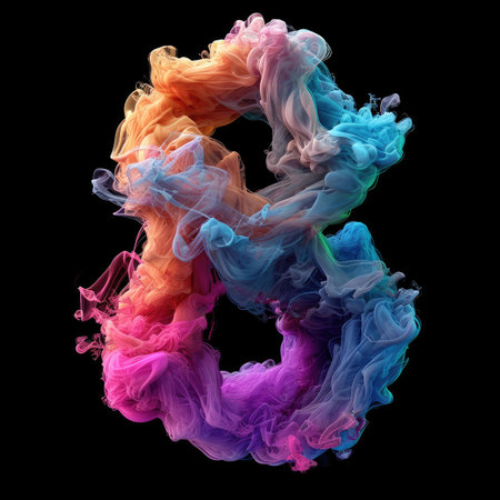 number 8 with dreamy colorful smoke growing outの素材