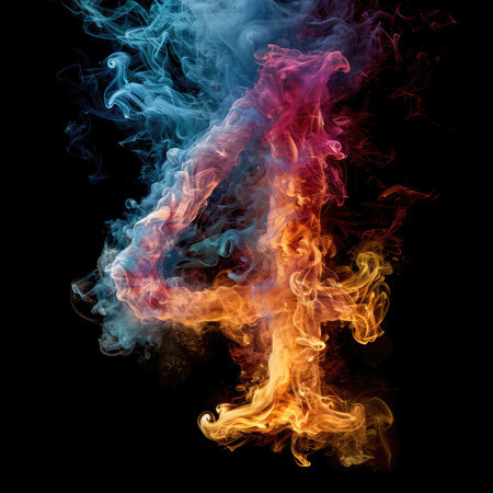 number 4 with dreamy colorful smoke growing outの素材