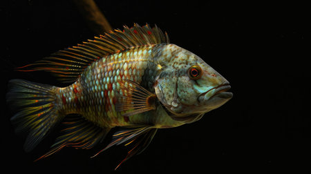 Cichlid in the dark backgroundの素材