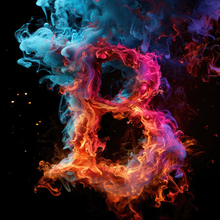 Capital letter B with dreamy colorful smoke growing outの素材