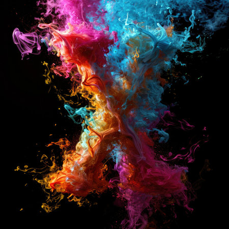Capital letter X with dreamy colorful smoke growing outの素材