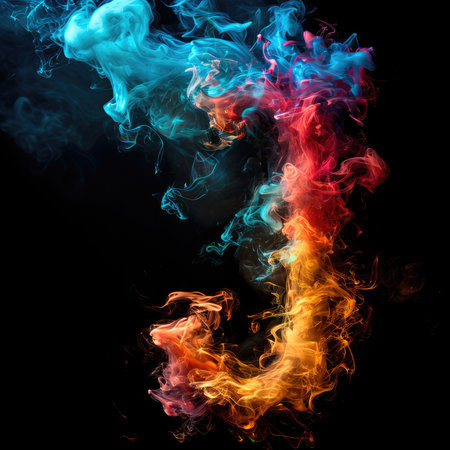 Capital letter A with dreamy colorful smoke growing outの素材