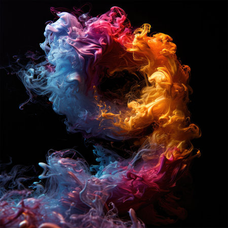 number 9 with dreamy colorful smoke growing outの素材