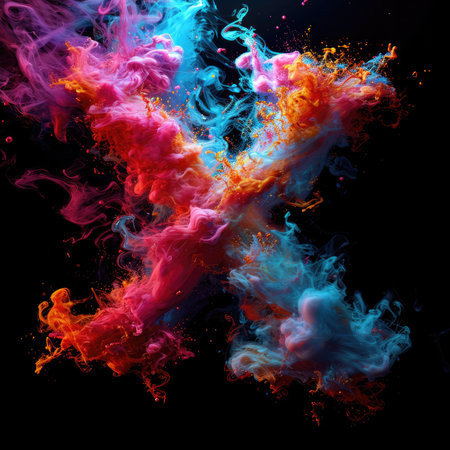 Capital letter A with dreamy colorful smoke growing outの素材
