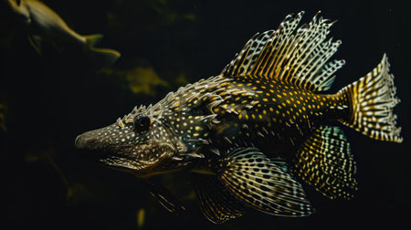 Plecostomus in the dark backgroundの素材