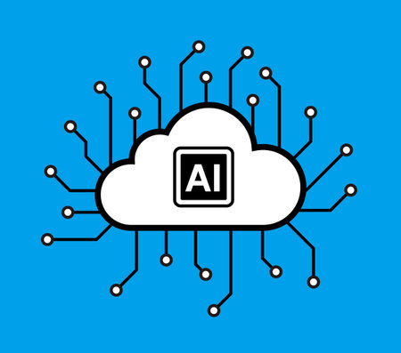A cloud with a lot of wires coming out of it and the word AI on itのイラスト素材