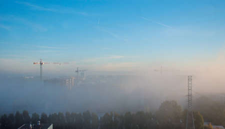 Fog and smog over Warsaw, Polandの写真素材