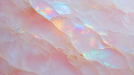This image showcases soft pink marble adorned with iridescent hues, perfect for backgrounds or textures in modern design projects and artistic endeavors.の素材
