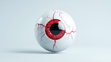 This striking 3D model depicts a bloodshot eye with vibrant red veins, ideal for artistic or medical projects. A versatile design suitable for various visual applications.の素材
