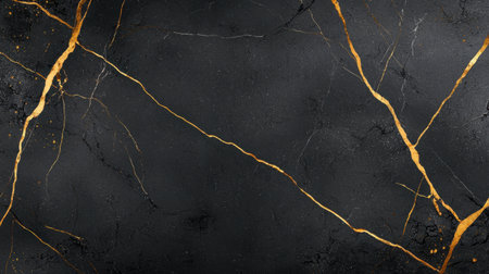 This elegant black marble texture features striking golden veins, perfect for backgrounds in interior design or creative projects that require a luxurious touch.の素材