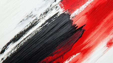 Dynamic brush strokes in bold red and black, leaving the middle portion clear for copy space.の素材