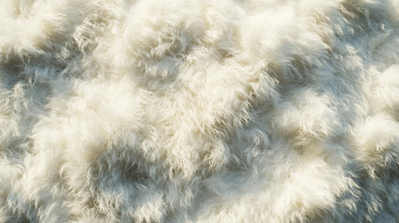 Seamless white fur texture resembling lamb wool, providing a cozy and clean background for design, closeup with bright lightingの素材