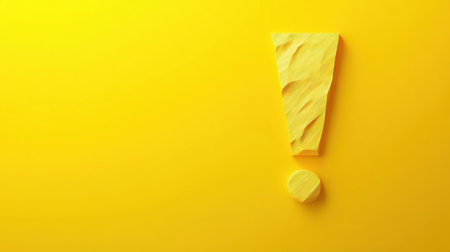 Yellow background with a central exclamation mark, designed to draw attention with space for text or brandingの素材