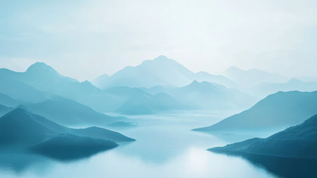 Serene blue aesthetic wallpaper with soft gradients, offering a calming and tranquil visual experience, perfect for backgrounds or bannersの素材