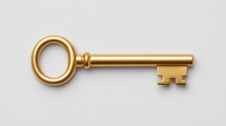 This vintage golden key captures the essence of elegance and simplicity, making it an ideal representation of security and mystery in various creative projects.の素材