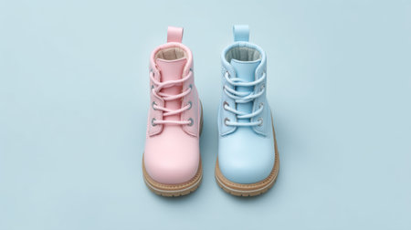 Explore these stylish children's boots in pink and blue, perfect for any occasion. A blend of comfort and fashion for toddlers who love to play and explore.の素材