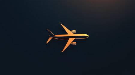 Airplane logo with a modern twist, placed on a dark background, representing travel, speed, and precision.の素材