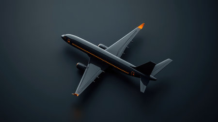 Dynamic and sleek airplane logo design on a dark background, symbolizing modern air travel and innovation.の素材
