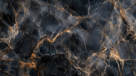 A dark marble surface with bold, natural veining patterns, providing a luxurious and timeless texture for a sleek backgroundの素材