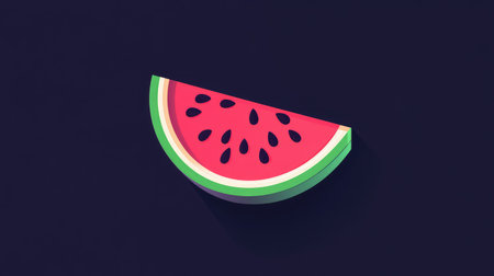 Watermelon slice logo design with vibrant colors and simple lines, perfect for summer-themed or fresh produce branding.の素材
