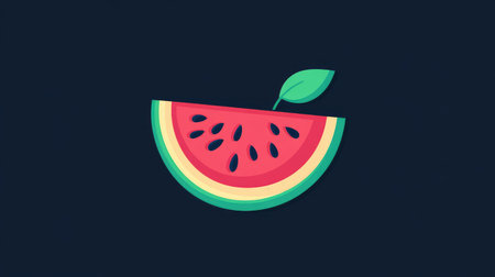 Watermelon slice logo design with vibrant colors and simple lines, perfect for summer-themed or fresh produce branding.の素材