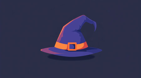 Witch hat logo for Halloween, illustrated in a playful yet spooky style, ideal for holiday-themed branding.の素材