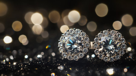 A dazzling display of diamonds shining brightly on a dark surface, creating a sense of opulence and elegance in every facetの素材