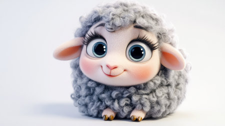 Playful cartoon sheep character with bright eyes, isolated on a white backdrop. Great for children products and friendly brandingの素材