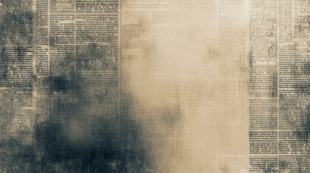 Vintage newspaper texture with distressed details, faded ink, and weathered paper, designed to evoke retro print media aestheticsの素材