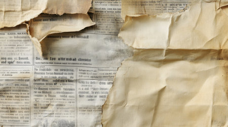 Vintage newspaper paper texture with worn ink and faded edges, creating a nostalgic and antique feel with subtle imperfectionsの素材