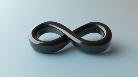 A clean, minimalist infinity symbol representing eternity and boundless potential, set in a serene, abstract background.の素材