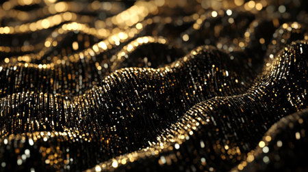 A mesmerizing backdrop with shimmering sequins and soft waves, reminiscent of silk fabric, creating a stunning visual for luxury holiday celebrations.の素材