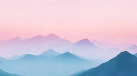 An artistic representation of serene mountains in a pastel-hued background, showcasing the beauty of nature through traditional Chinese and Japanese ink painting techniquesの素材