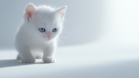 Isolated on a white background, a tiny pastel cat exudes cuteness, with its delicate colors and playful charm, perfect for illustrations, marketing, or pet-related content.の素材