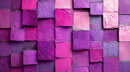 A pattern of violet and pink squares, designed in a colorful and abstract style, resembling a tiled texture illustration.の素材